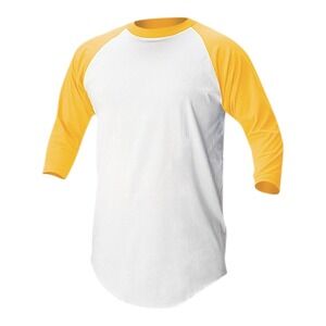 Soffe Youth Baseball/Softball 3/4 Sleeve Shirt, White/Orange - XS